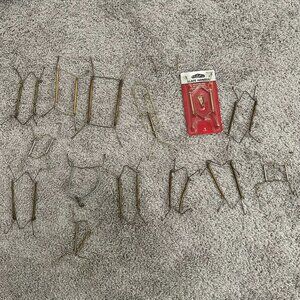 Vintage Plate Hangers Brass Wire Metal Lot of 14 Various Sizes